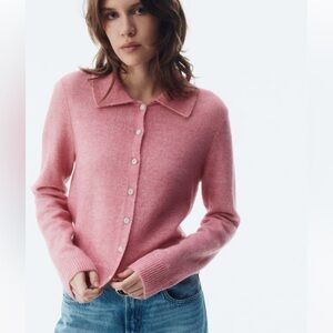 Divided H&M Soft Pink Collared Cardigan Button-Front Woman’s Size Small